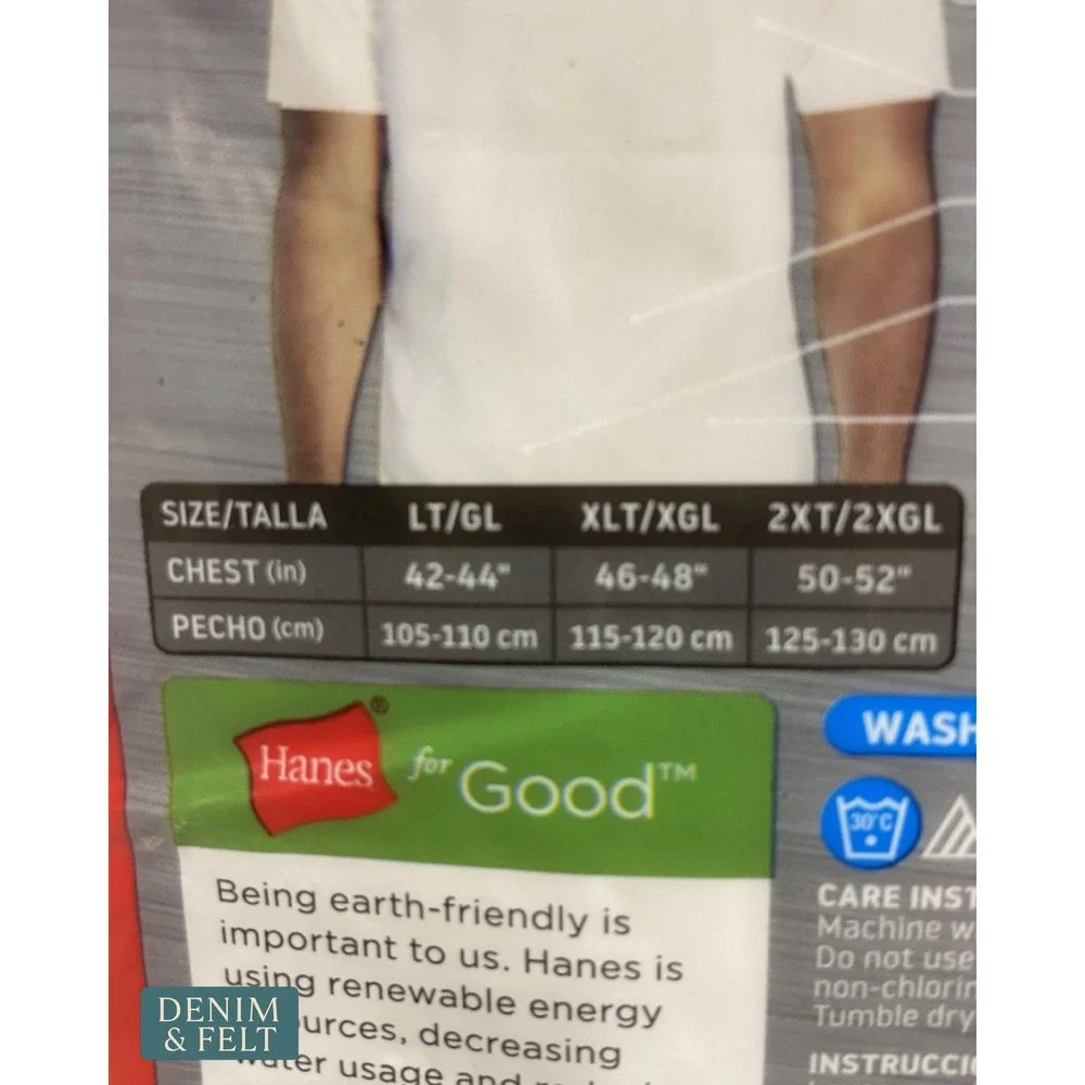 NEW Hanes Ultimate Tall Man White Crew Neck T-Shirts 4 Pack Soft Cotton Tagless